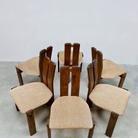 Midcentury brutalism oak dining chairs vintage eetkamer stoelen
