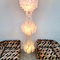 Vintage Capiz shell chandelier pendant Verner Panton style