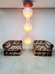 Midcentury Capiz shell chandelier pendant hanglamp kroonluchter Verner Panton style