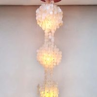 Vintage Capiz shell chandelier pendant schelpenlamp Verner Panton style