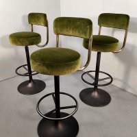 Vintage Swedish design barstools Borje Johanson Cobra 'Green velvet'