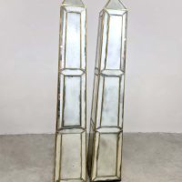 Vintage antique mirror glass Obelisk Sculpture Olivier de Schrijver
