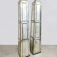 Vintage antique mirror glass Obelisk Sculpture Olivier de Schrijver
