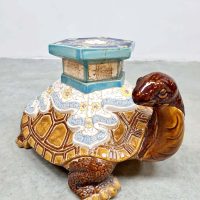Vintage ceramic turtle plantstand keramieke schildpad plantentafel