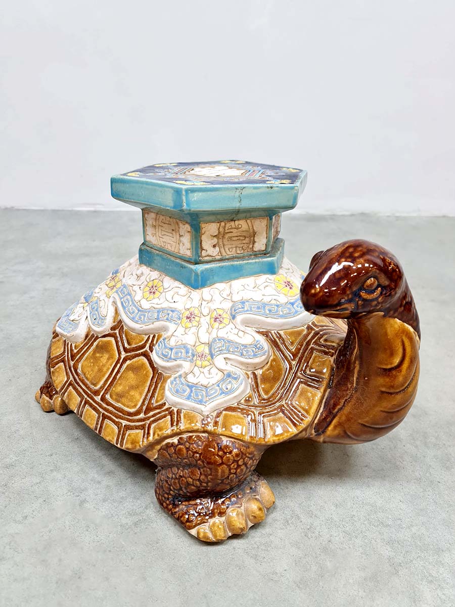 Vintage ceramic turtle plantstand