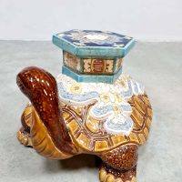 Vintage ceramic turtle plantstand keramieke schildpad plantentafel