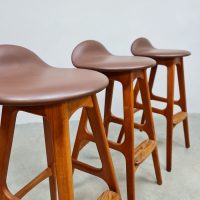 Midcentury vintage Danish design teak wood bar stools barkrukken Eric Buch O.D. Møbler