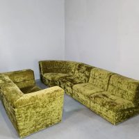 Vintage design modular sofa green velvet 'Groovy 70s'