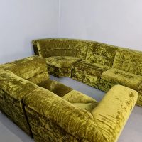 Midcentury design vintage modular sofa velvet green modulaire bank 60s