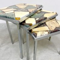 Vintage marble mimiset nesting tables side table onyx & epoxy stones bijzettafels