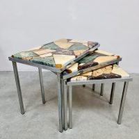 Vintage marble mimiset nesting tables side table 'Onyx stones'