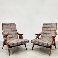 Vintage Dutch design armchairs de Ster Gelderland 'de knoop' Nederlands ontwerp fauteuils
