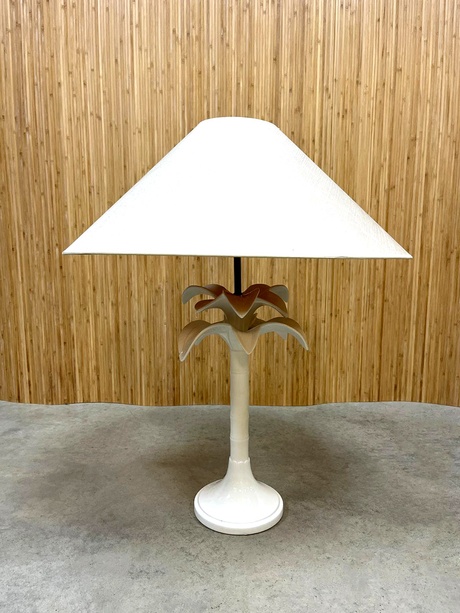 Vintage Italian design ceramic palmtree table lamp keramiek Tomaso Barbi style 60s