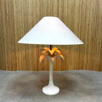Vintage Italian design ceramic palmtree table lamp Tomaso Barbi style 60s