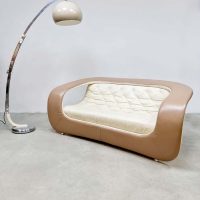 Vintage design leather sofa leren lounge bank 'Space Age'