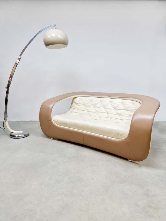 Vintage design leather sofa leren lounge bank 'Space Age'