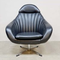 Vintage black leatherette swivel chair 'Mad men style'