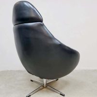 Vintage black leatherette swivel chair 'Mad men style'