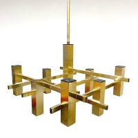 Italian vintage design brass chandelier Gaetano Sciolari 70s