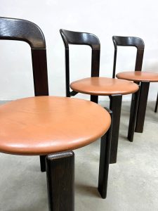 Vintage midcentury design dining chairs stools Bruno Rey 3300 set of 8