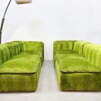 Midcentury design modular sofa green velvet modulaire elementen bank