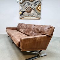 Vintage design brown leather sofa Georg Thams for Polster Mobelfabrik