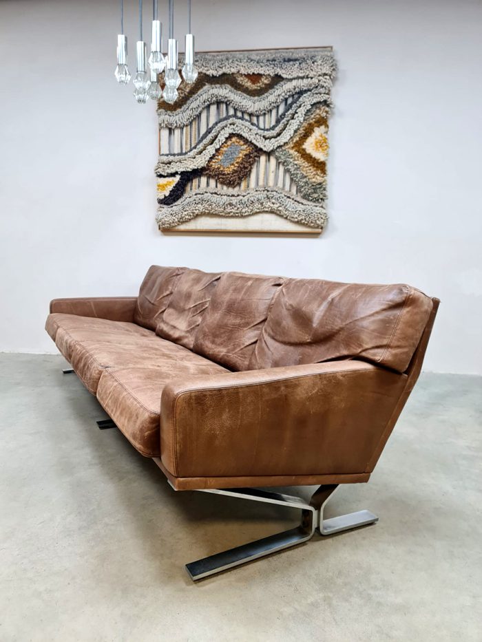 Vintage design brown leather sofa Georg Thams for Polster Mobelfabrik