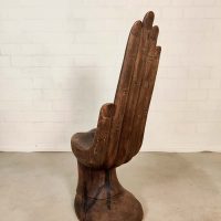 Midcentury design teak handcrafted carved hand chair stoel