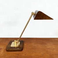 Midcentury interior French brass and marble desk lamp bureaulamp marmer 1960 art deco style