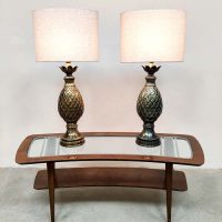 Vintage French brass pineapple table lamp tafellamp ananas set