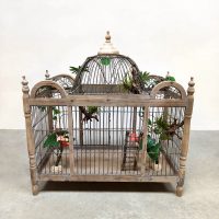 Vintage large wood metal birdcage vogelkooi