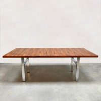 Vintage chrome rosewood dining table palissander eetkamertafel 1970