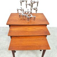 Midcentury design teak nesting tables mimiset bijzettafels Møbelintarsia 1960