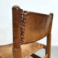 Vintage brutalist leather dinner chairs leren eetkamerstoelen Werner Biermann Arte Sano Colombia 1960