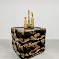 Midcentury camouflage print box cabinet nightstand ladekast nachtkastje vintage