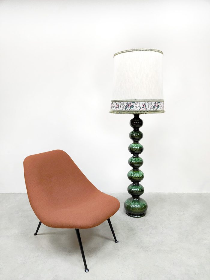 Vintage ceramic bubble floor lamp keramieke vloerlamp Kaiser Leuchten Idell ''Nature green''