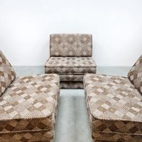 Vintage modular sofa bed elementen bank slaapbank 'Checkerd dessin'