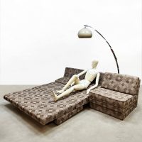Vintage modular sofa bed elementen bank slaapbank 'Checkerd dessin'