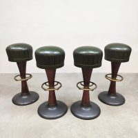 Vintage French café barstools 'Green leather'