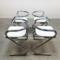 Vintage Swedish design chrome dining chairs eetkamerstoelen Borge Lindau Bo Lindekrantz 1970