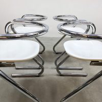 Vintage interieur Zweeds design chrome dining chairs eetkamerstoelen Borge Lindau Bo Lindekrantz 1970