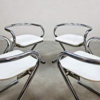 Midcentury interior Swedish design chrome dining chairs eetkamerstoelen Borge Lindau Bo Lindekrantz 1970