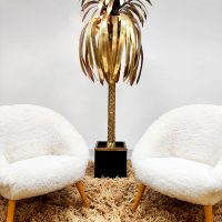 Vintage brass palmtree floor lamp palmboom vloerlamp Maison Jansen messing brass