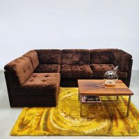 Midcentury style brown modular lounge sofa modulaire elementen bank 1970