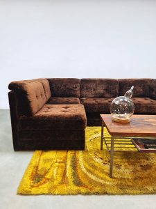 Vintage brown modular lounge sofa 1970