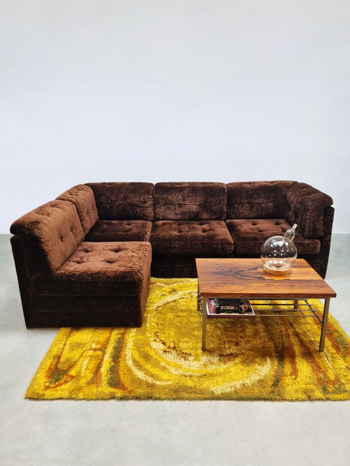 Midcentury style brown modular lounge sofa modulaire elementen bank 1970