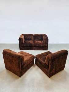 Vintage interior design brown modular lounge sofa modulaire elementen bank