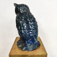 Midcentury interior design ceramic owl statue keramieke uil decoratie beeld 1970's