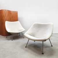 Vintage design Artifort 'Oyster' lounge chairs fauteuils set Pierre Paulin 1960