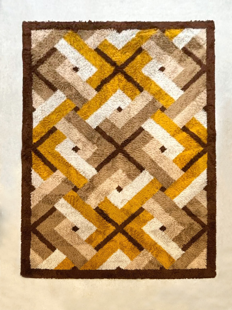Vintage design carpet rug tapijt vloerkleed ''Geometric lines''